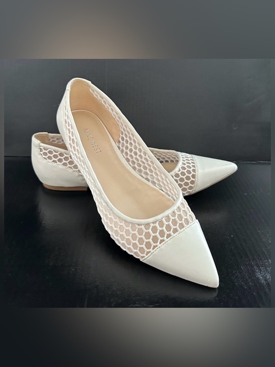 Nine West Shoes - Nine West Cream Mesh Pointed Flats